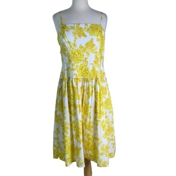 Eliza J Floral Print Cotton Bow Detail Sundress in Yellow Size 14 NWT - Picture 6 of 15
